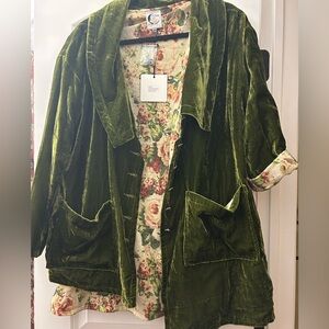 Jaded Gypsy NWt Sz S/M Green Velvet Women's Jacket